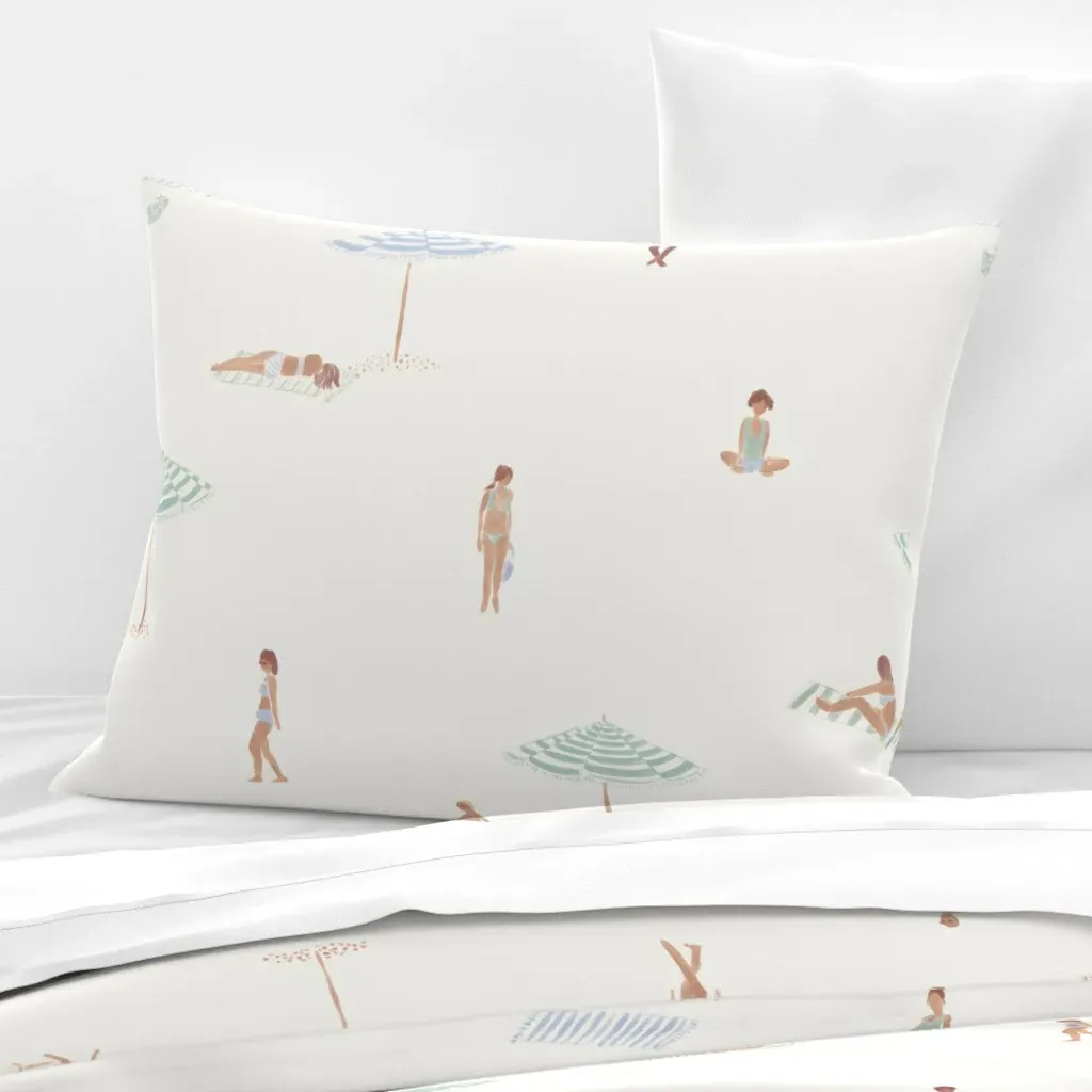 Beach People Coastal Nautical Standard Pillow - White, Cotton Sateen product