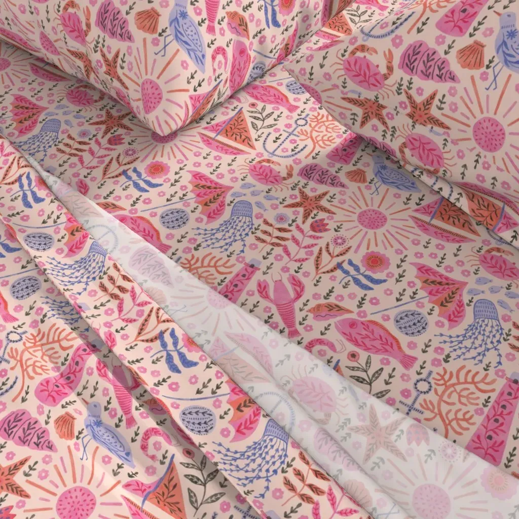 Beach Season Color Mix King Sheet Set - Pink alternate view