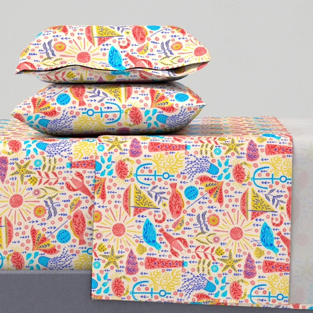 Beach Season King Size Sheet Set - Pink product