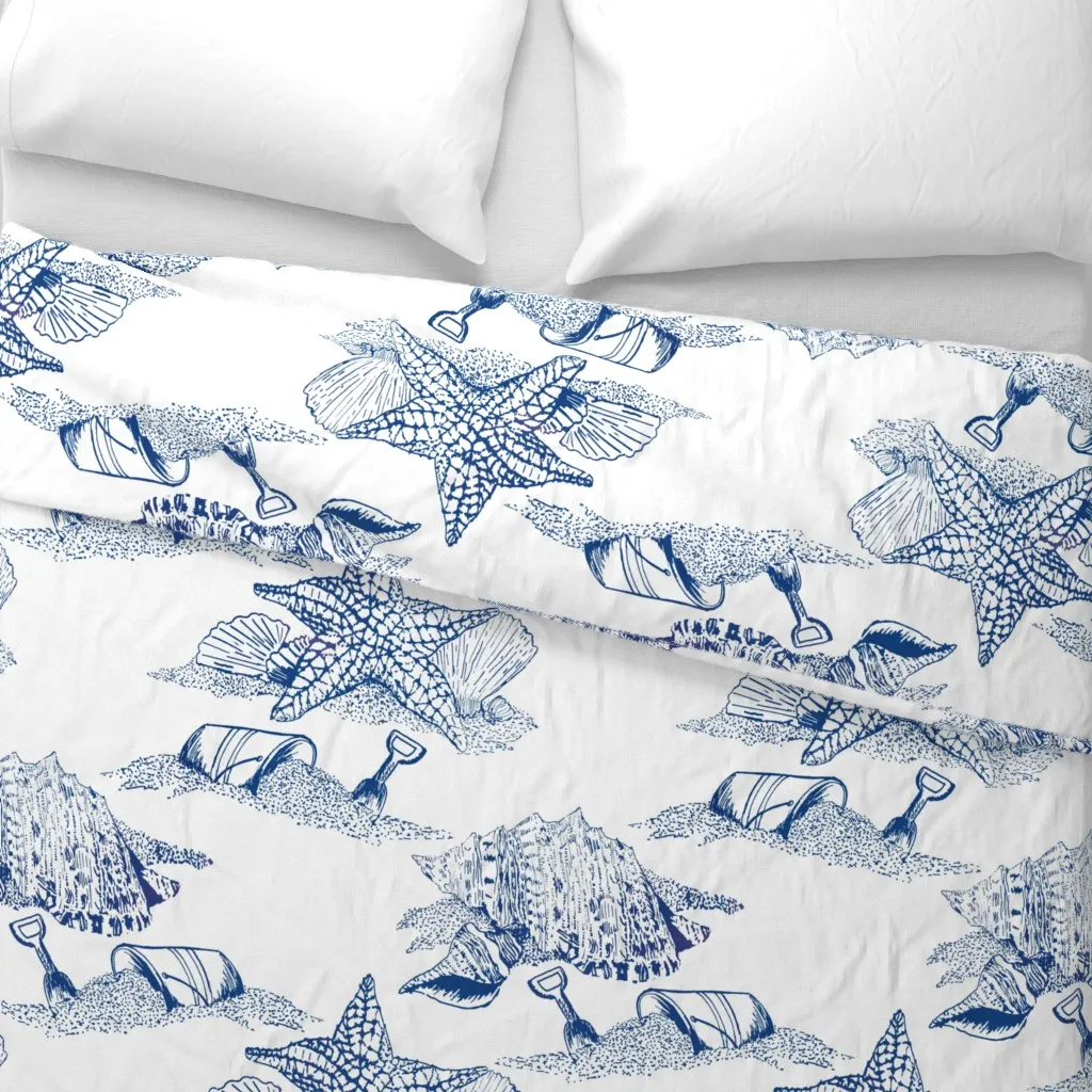 Beach Toile Large Duvet Cover - Blue alternate view
