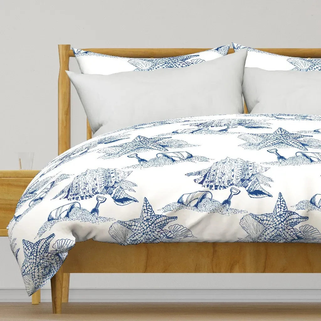 Beach Toile Large Duvet Cover - Blue product
