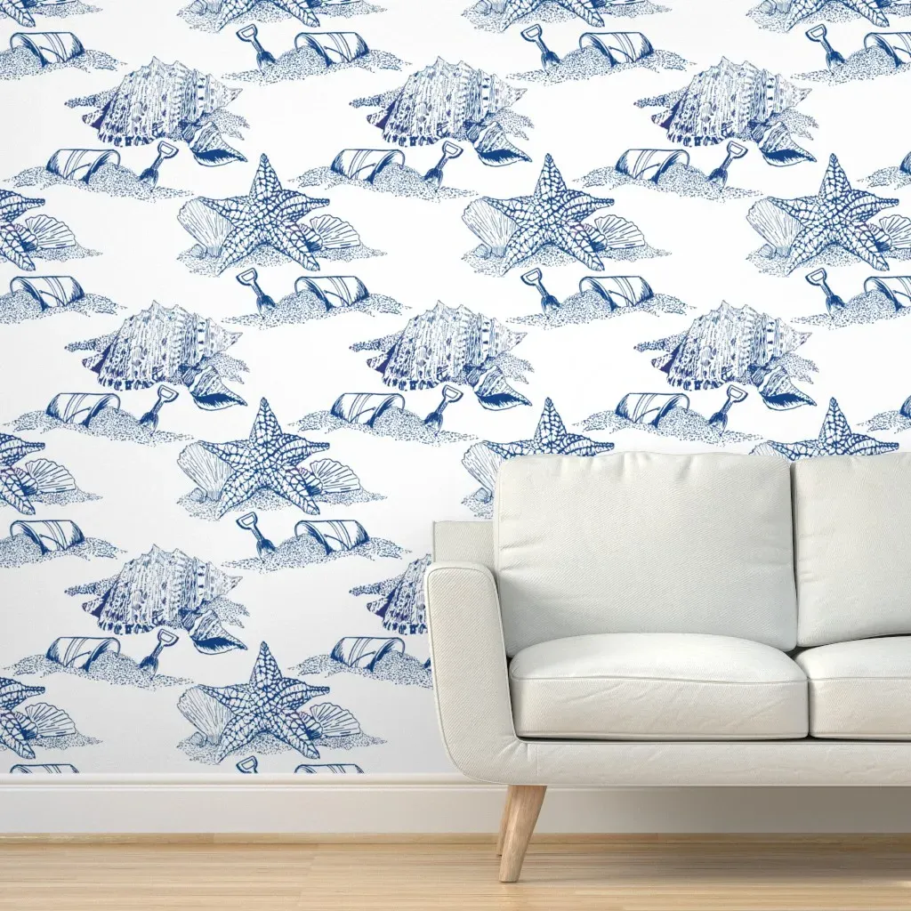 Beach Toile Peel and Stick Wallpaper - Blue product