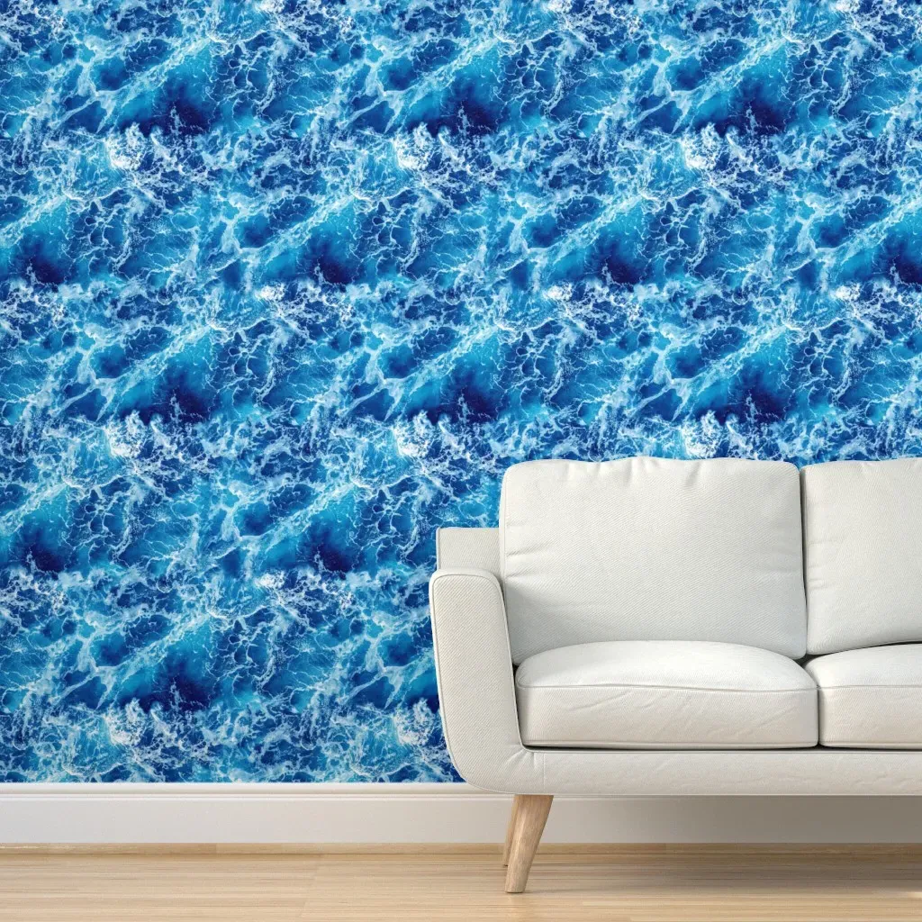 Beach Waves Ocean Peel and Stick Wallpaper - Blue product