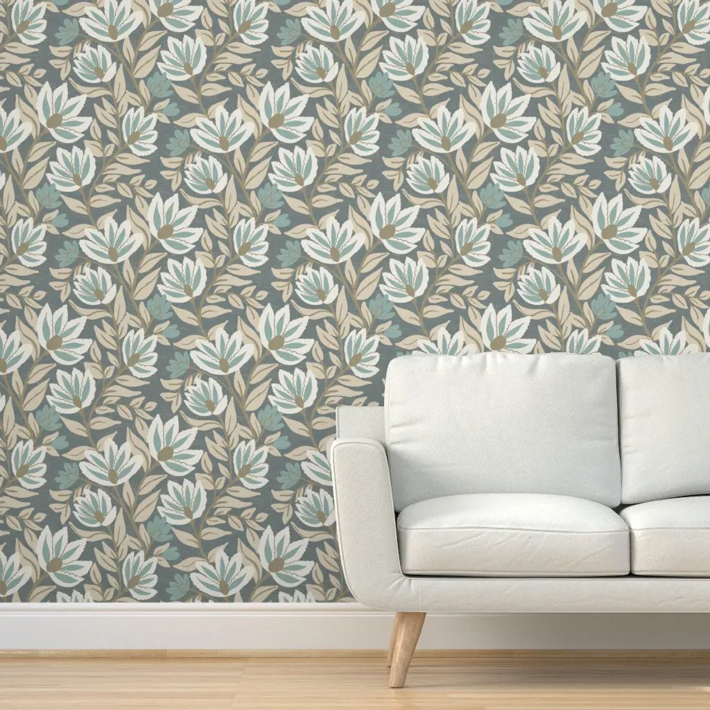 Beachy Flowers Peel and Stick Wallpaper - Beige, Linen product
