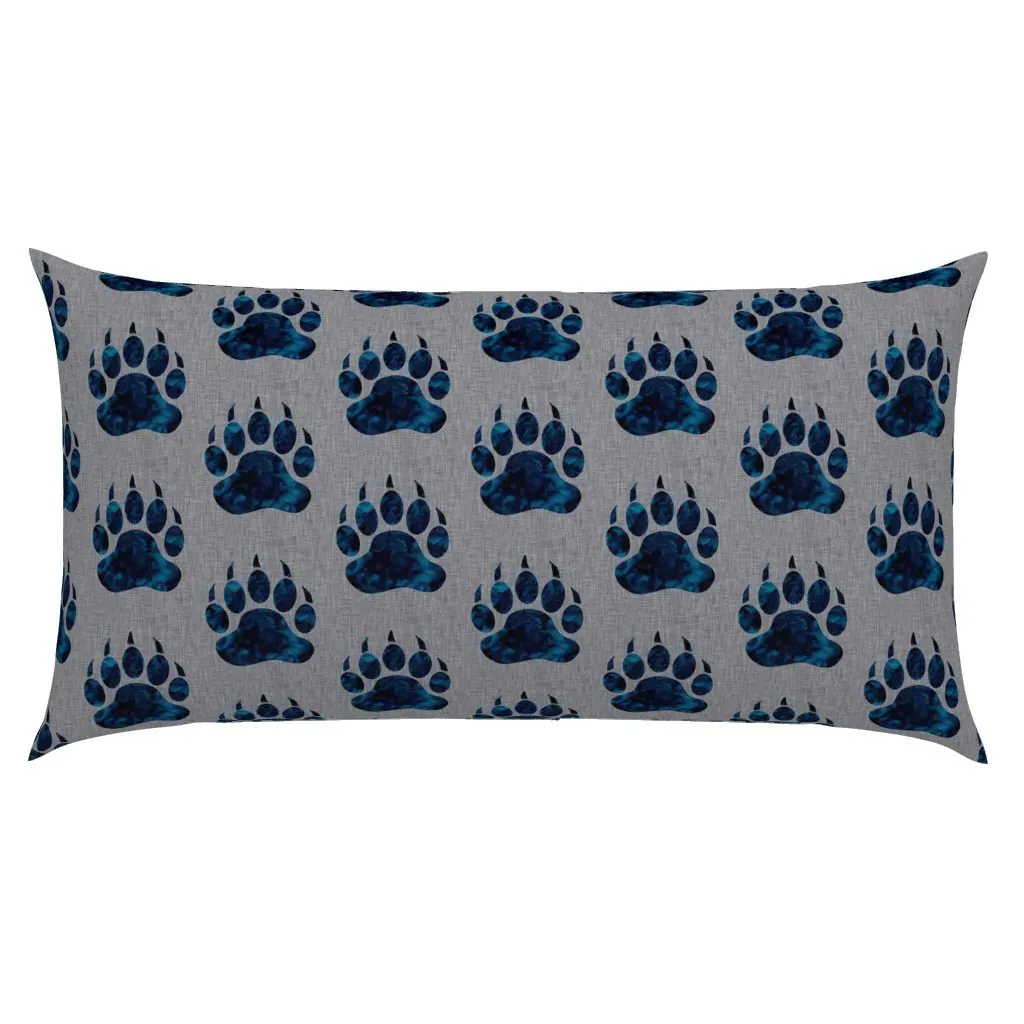 Bear Paw Navy Watercolor King Pillow Sham - Teal, Linen product