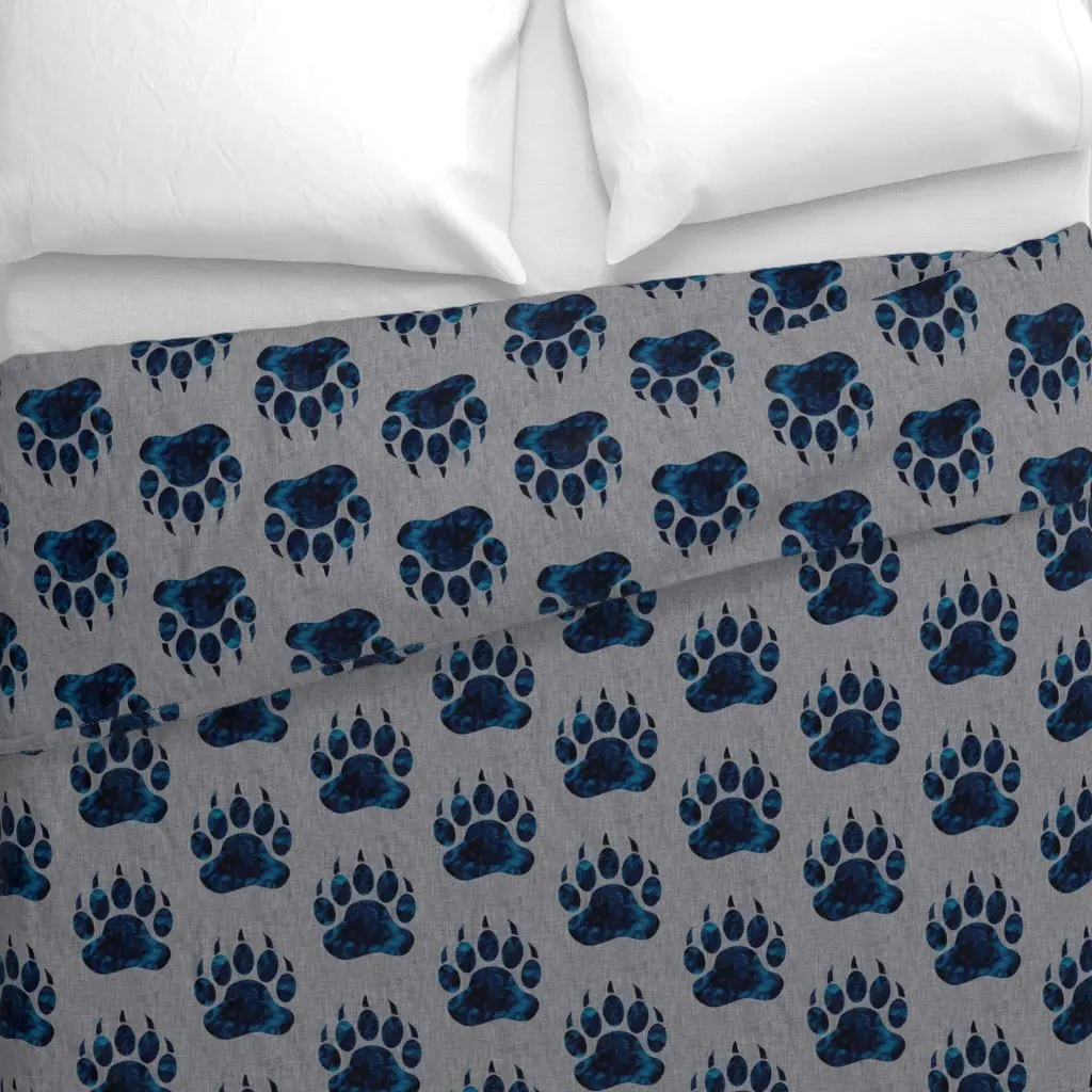 Bear Paw Watercolor Duvet Cover - Teal alternate view