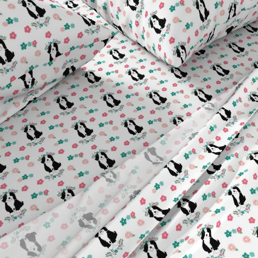Beardie Flower Crown Twin Sheet Set - Black alternate view