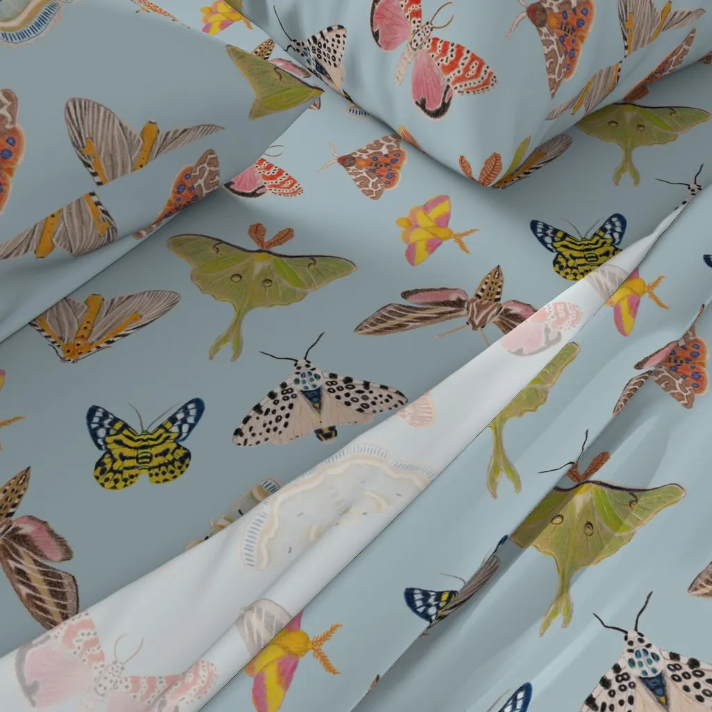 Beautiful Moths Twin XL Sheet Set - Light Blue alternate view