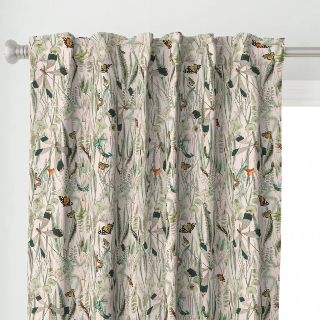Beauty Underfoot On Blush Curtain Panel - Green alternate view