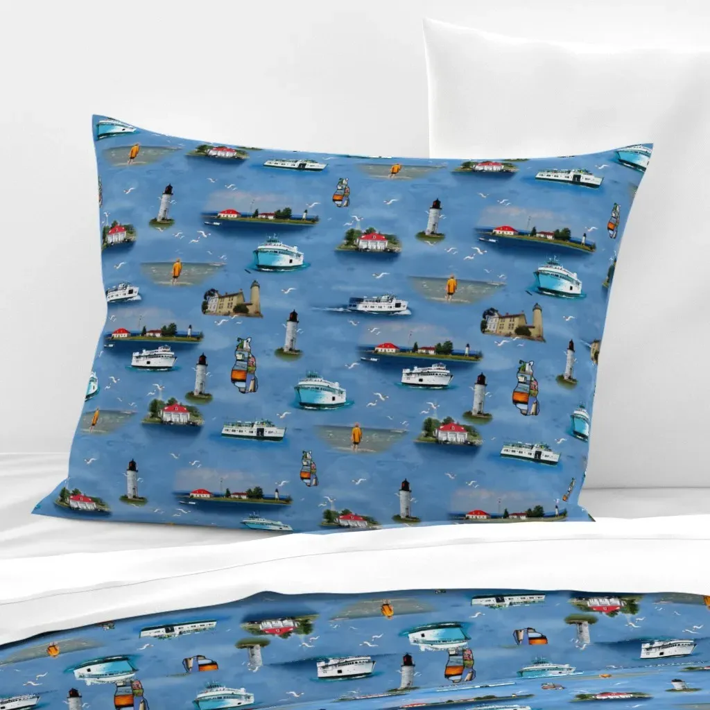 Beaver Island Paradise Standard Knife Edge Pillow - Light Blue, Cotton Sateen product