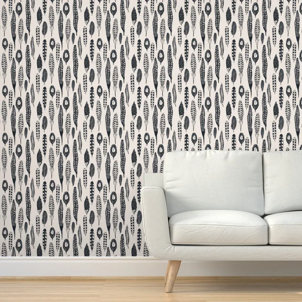 Bebe Feather Peel and Stick Wallpaper - Gray, White product