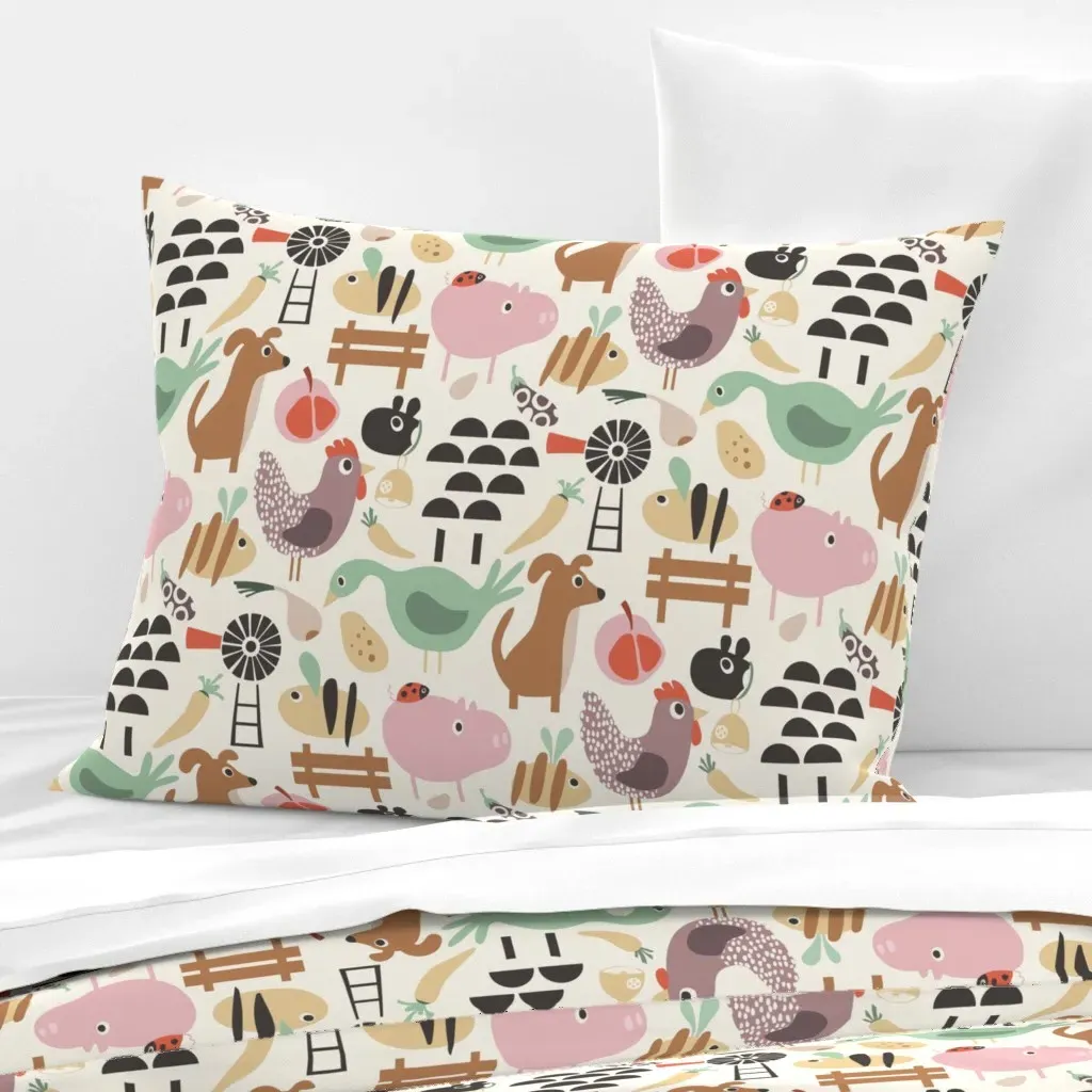 Bee A Farm Team Standard Knife Edge Pillow - Pink, Cotton Sateen product