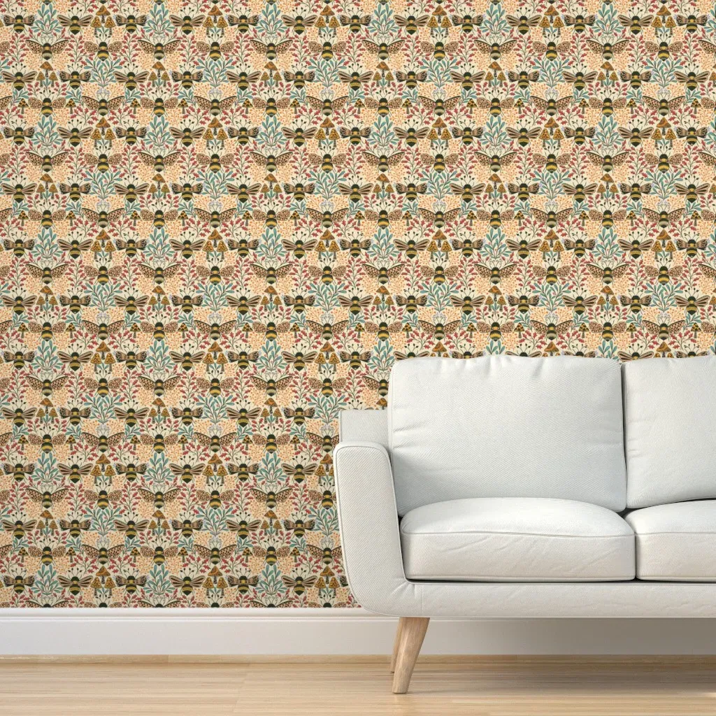 Bee Kingdom Pollinators Peel and Stick Wallpaper - Beige product