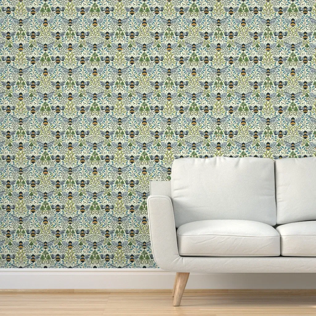 Bee Kingdom Winter Peel and Stick Wallpaper - Blue, Green product