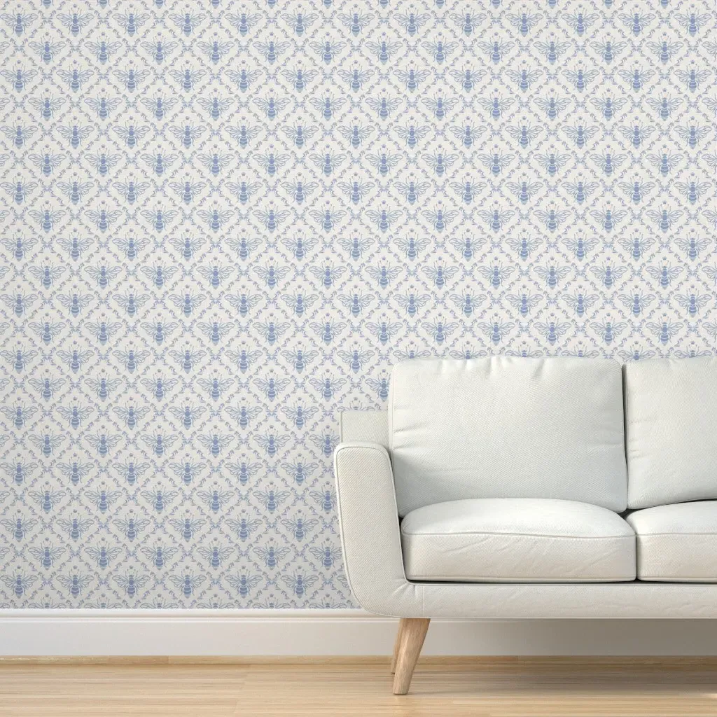 Bee Queen Linen Canvas Peel and Stick Wallpaper - Misty Blue product