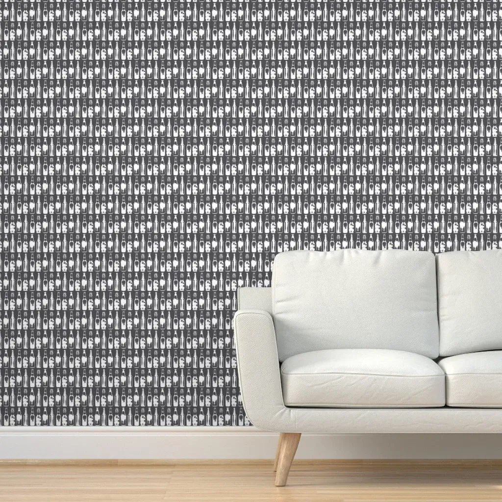 Beer Bottles Peel and Stick Wallpaper - Charcoal product