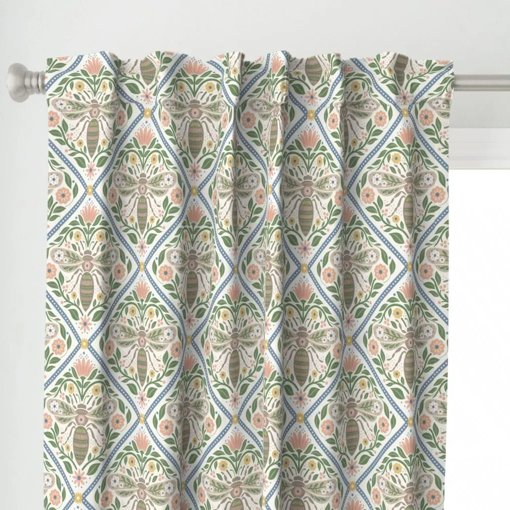 Bees And Blossoms Medium Curtain Panel - Beige alternate view