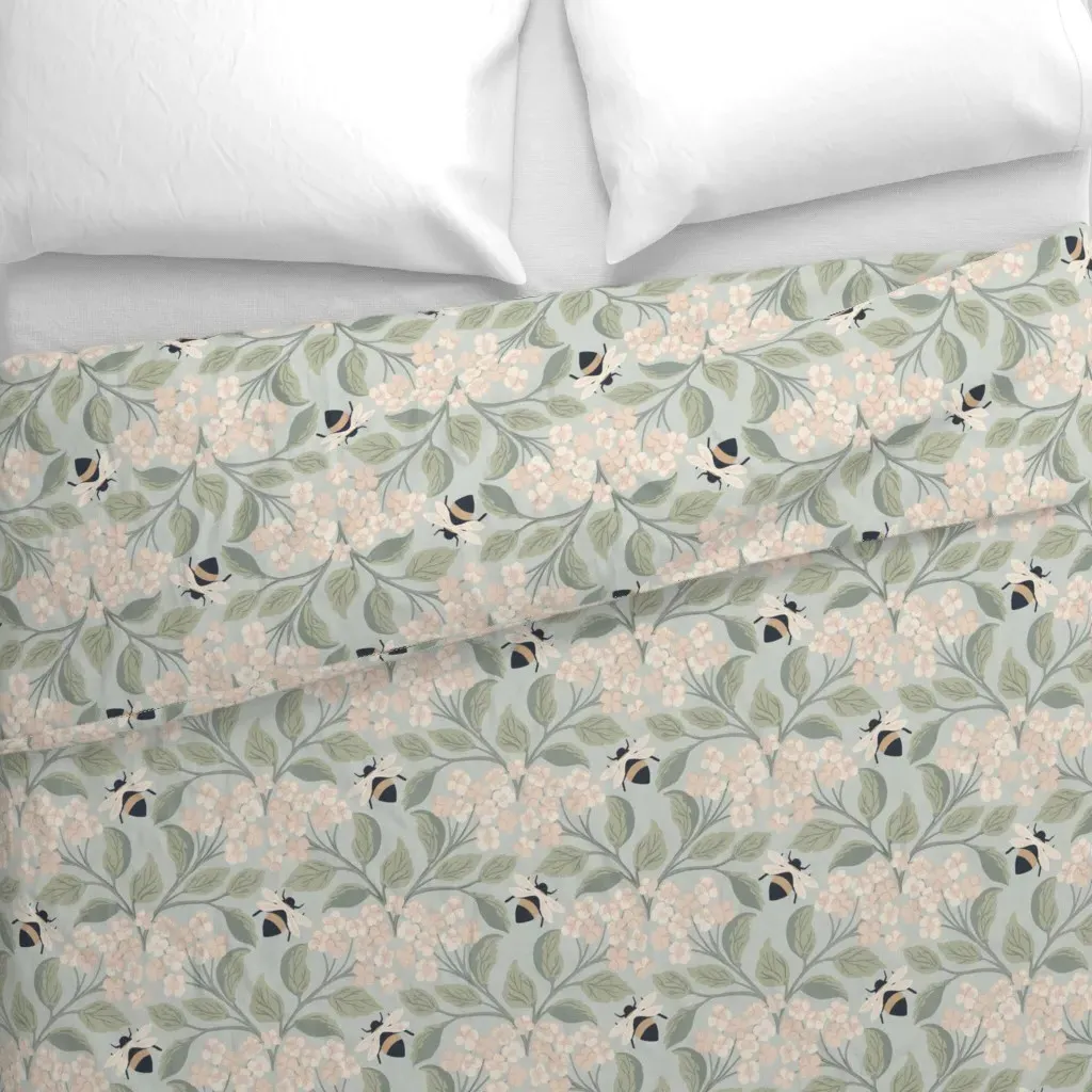 Bees Buzz Among Spring Duvet Cover - Pale Pink alternate view