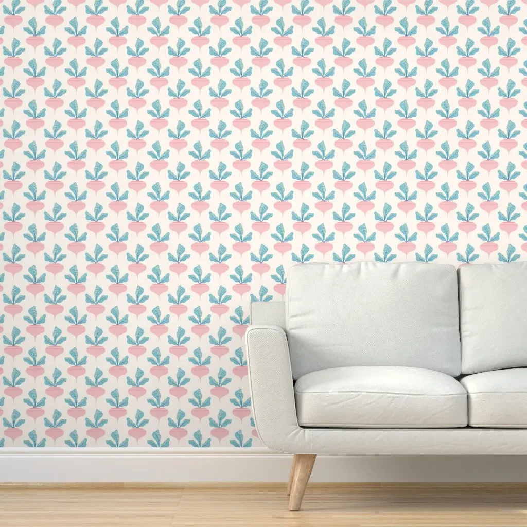 Beetroot Vegetable Garden Peel and Stick Wallpaper - Pink product
