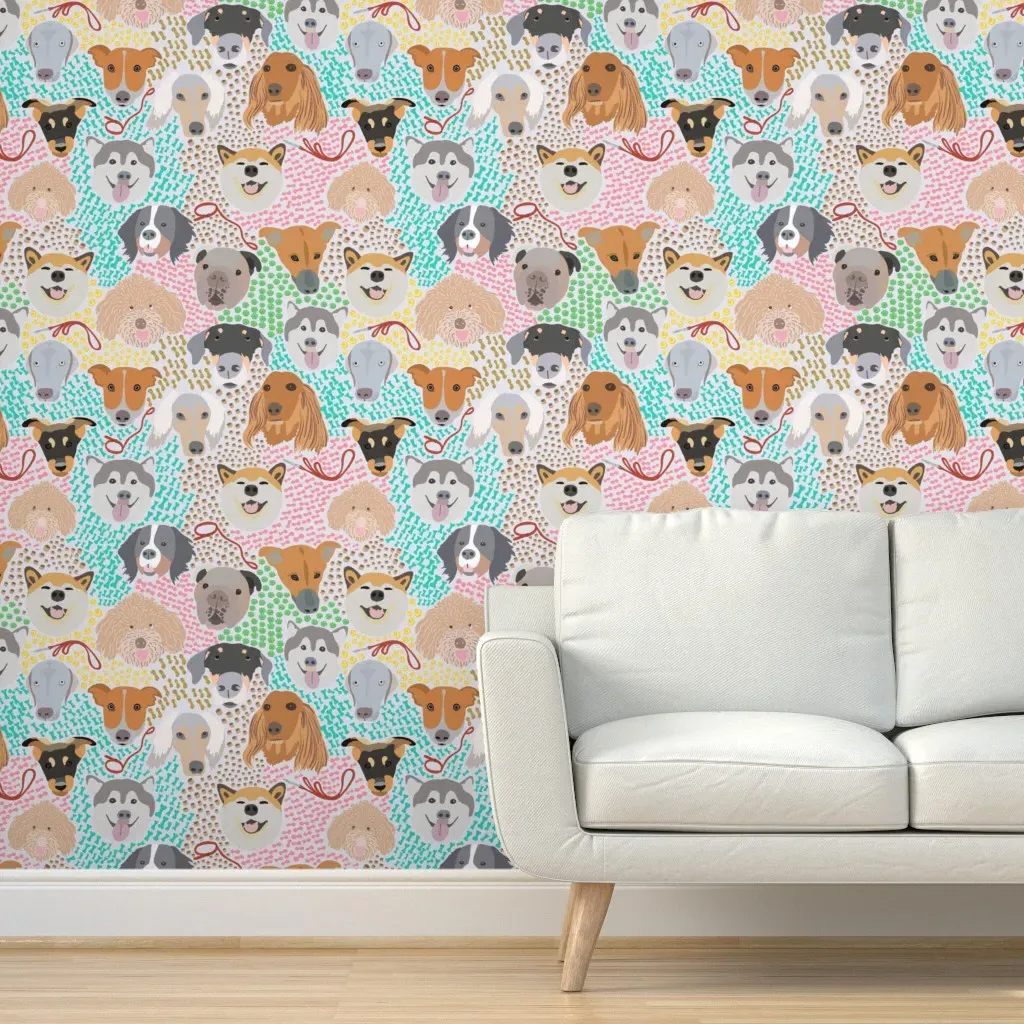 Begging For Treats Peel and Stick Wallpaper - Light Pink product