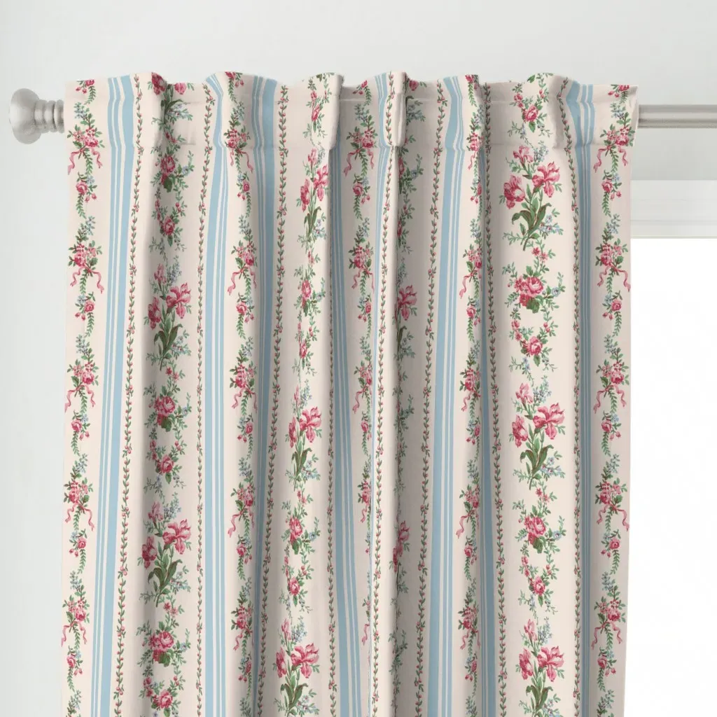 Belevedere Floral Stripe Curtain Panel - Pink alternate view