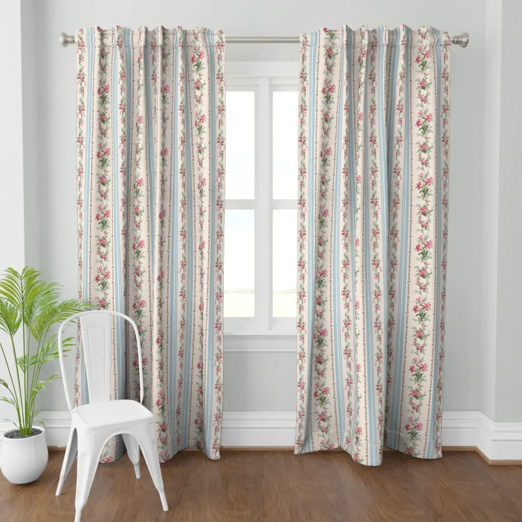 Belevedere Floral Stripe Curtain Panel - Pink product
