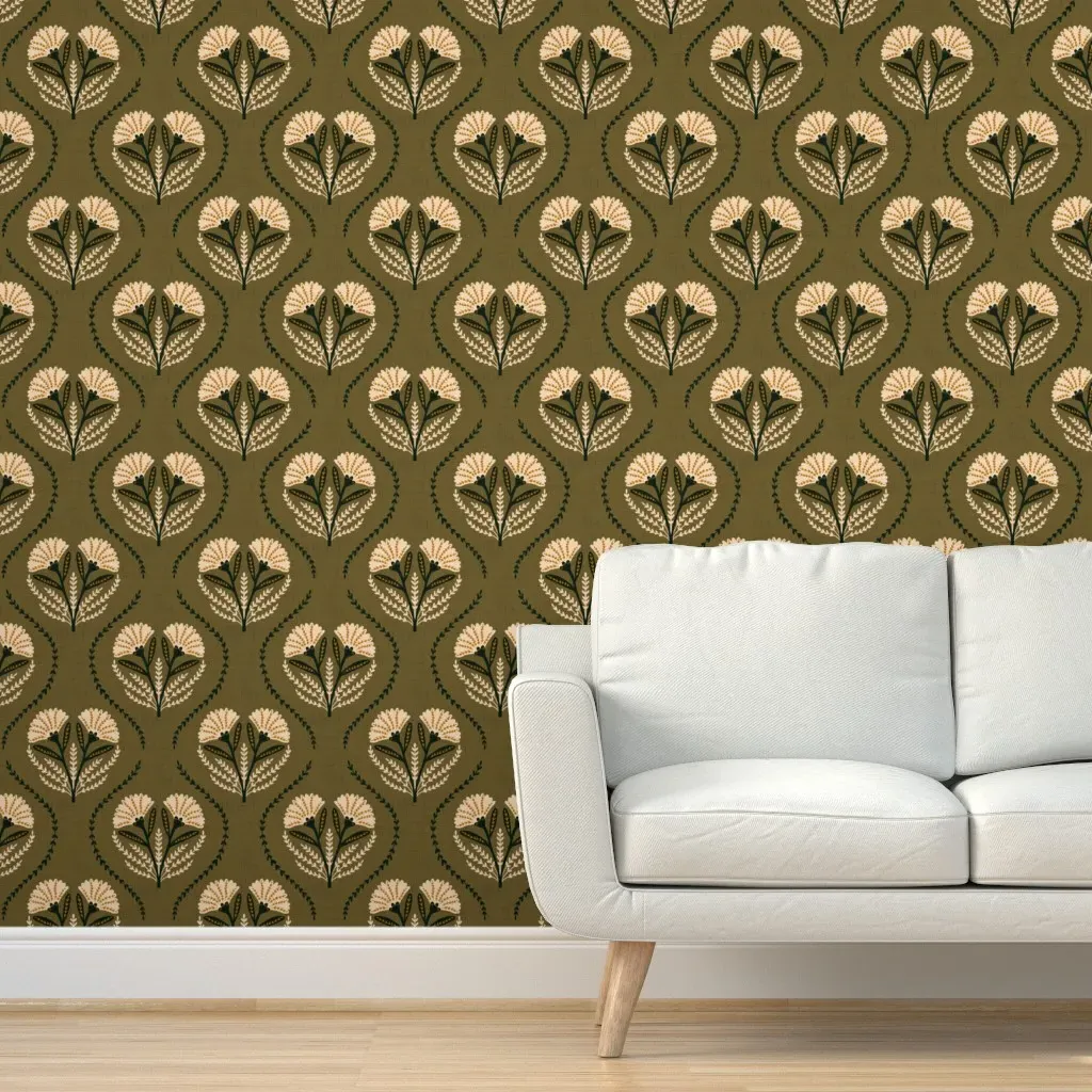 Belinda Peel and Stick Wallpaper - Olive Green product