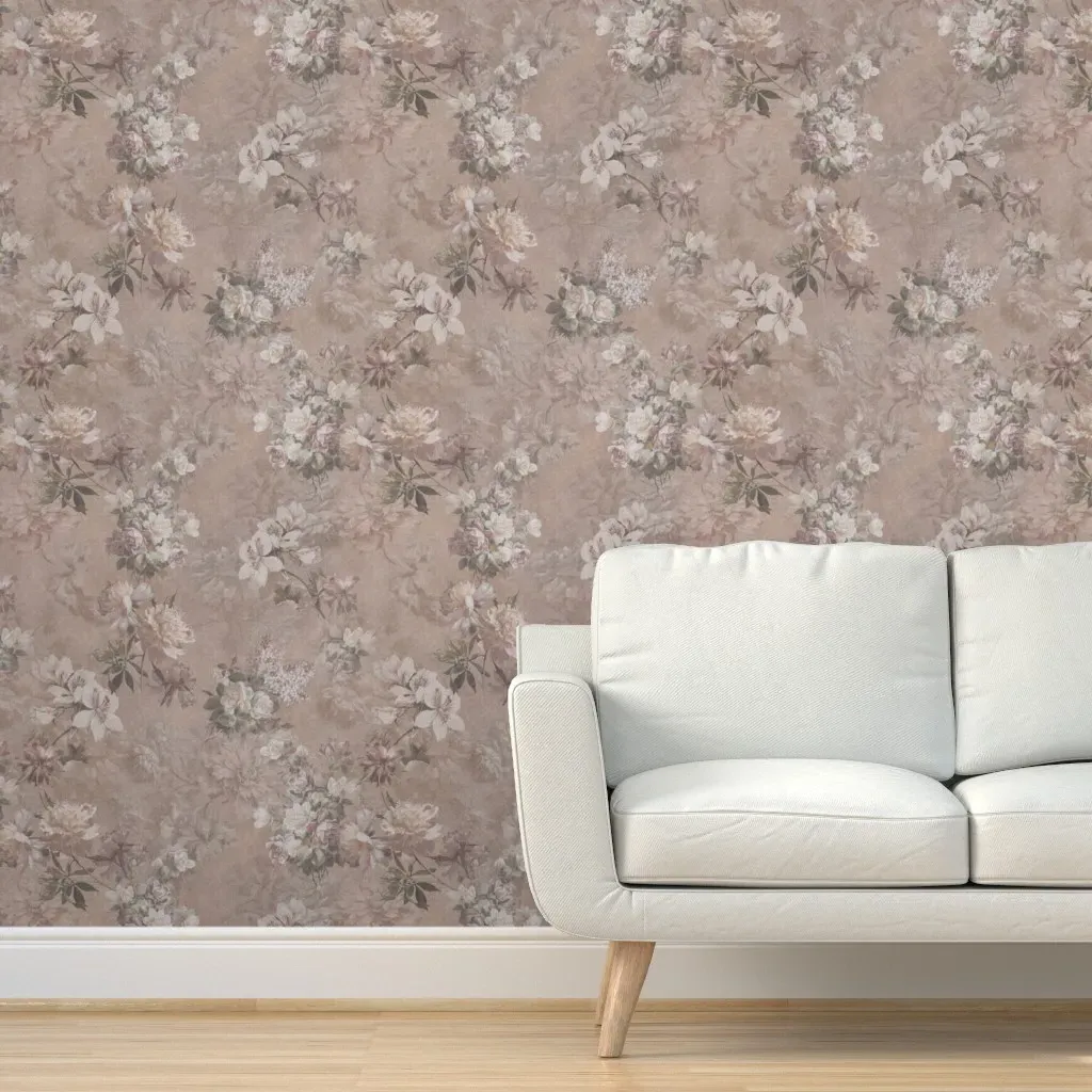 Belle Baroque Faded Roses Peel and Stick Wallpaper - Beige product