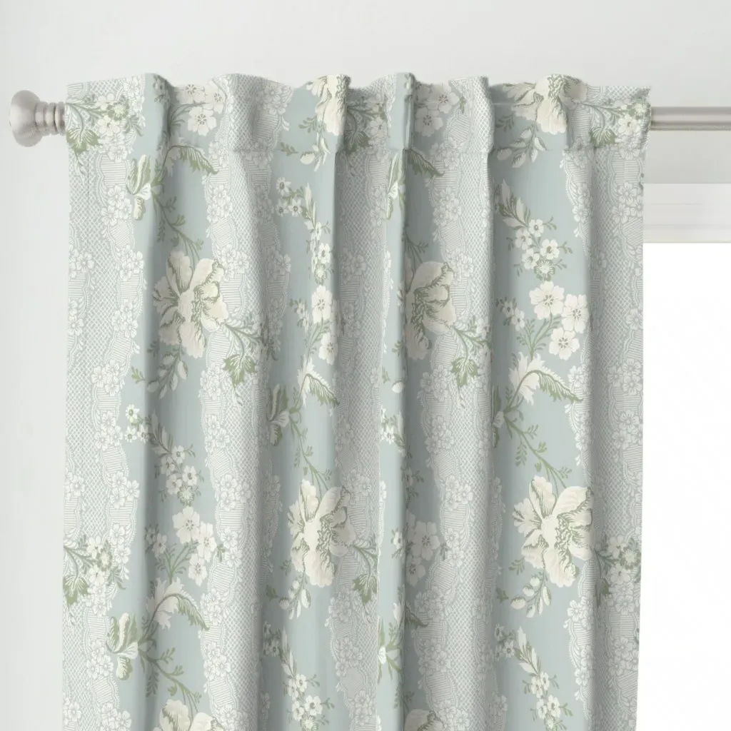 Belvedere French Blue Curtain Panel - White alternate view