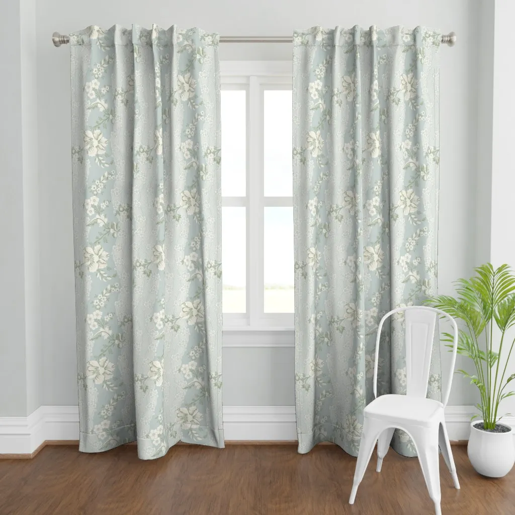 Belvedere French Blue Curtain Panel - White product