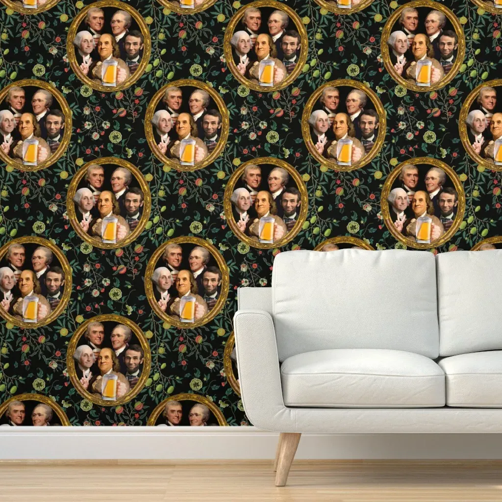 Ben Franklin Lincoln Washington Hamilton Peel and Stick Wallpaper - Gold product