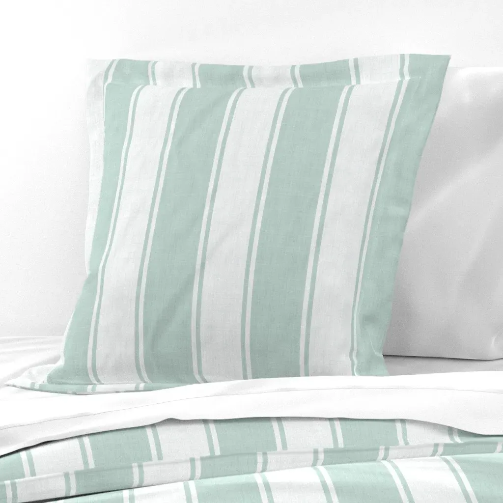 Benevolenza Stripes Galt Blue Large Euro Pillow Sham - Seafoam Green product