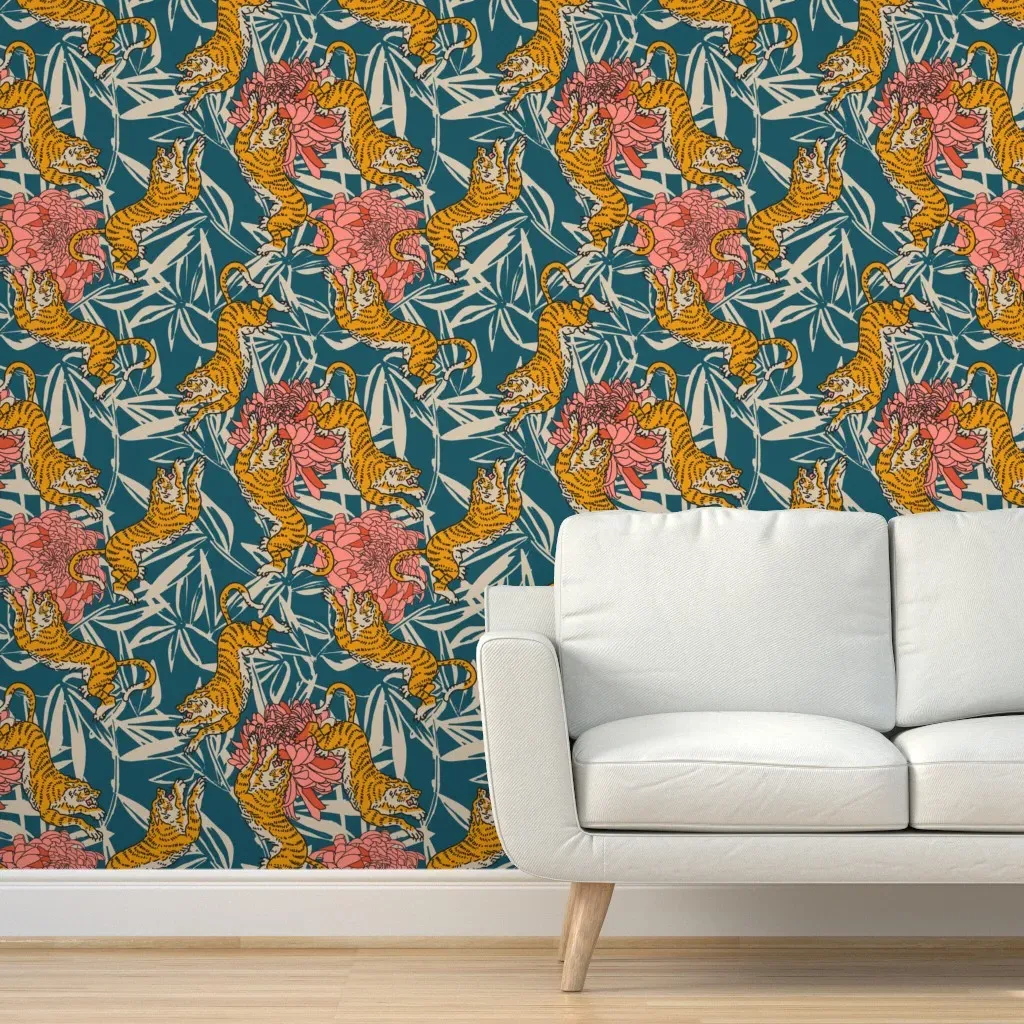 Bengal Cora Tiger Peel and Stick Wallpaper - Mustard Yellow product