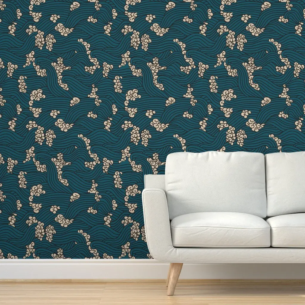 Bengal Cora Wave Peel and Stick Wallpaper - Teal product