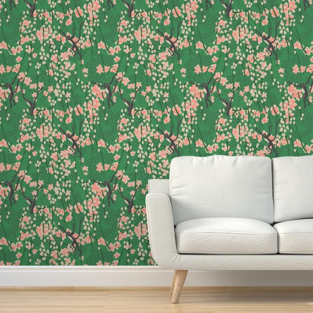Bengal Maya Monkey Peel and Stick Wallpaper - Green product
