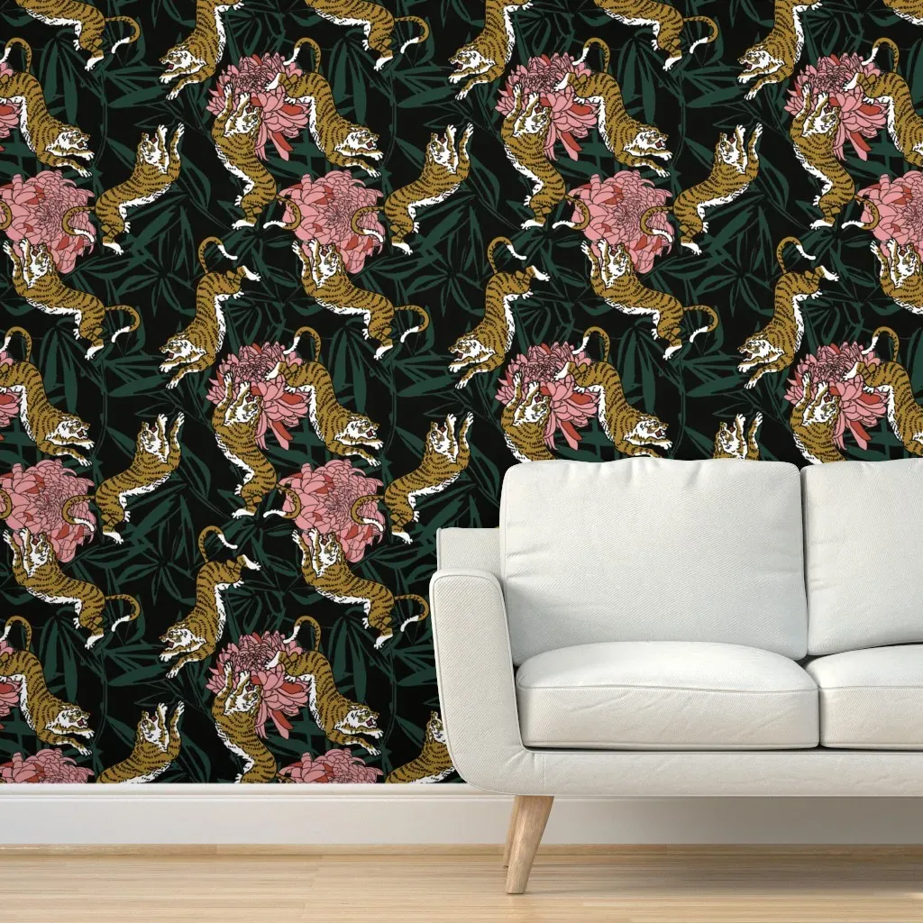 Bengal Navi Tiger Peel and Stick Wallpaper - Gold, Mustard Yellow product