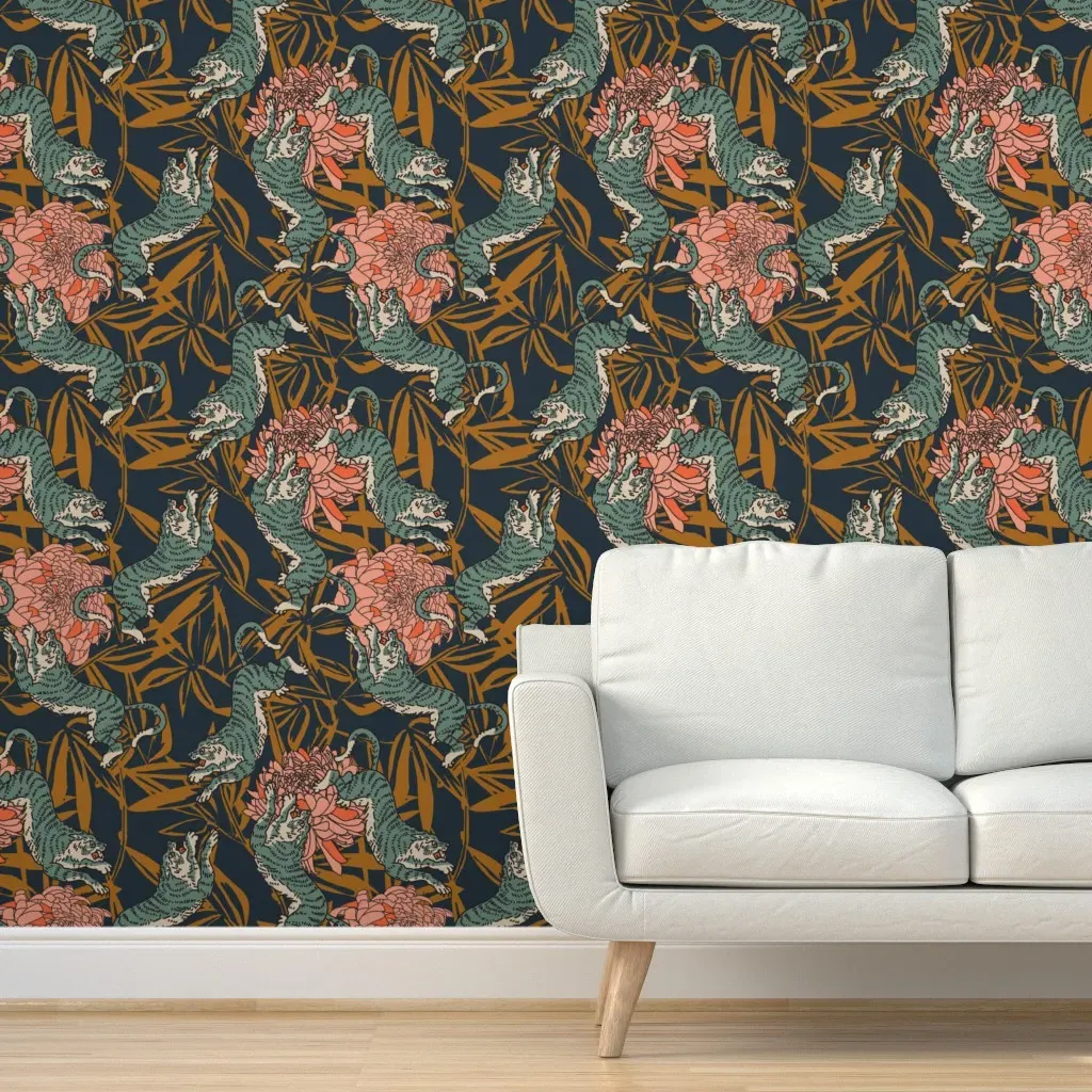 Bengal Navi Tiger Peel and Stick Wallpaper - Teal product