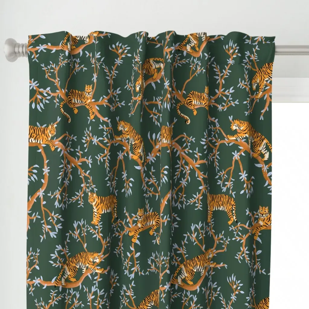 Bengal Tigers On Jungle Curtain Panel - Orange alternate view