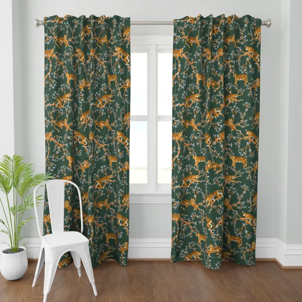 Bengal Tigers On Jungle Curtain Panel - Orange product