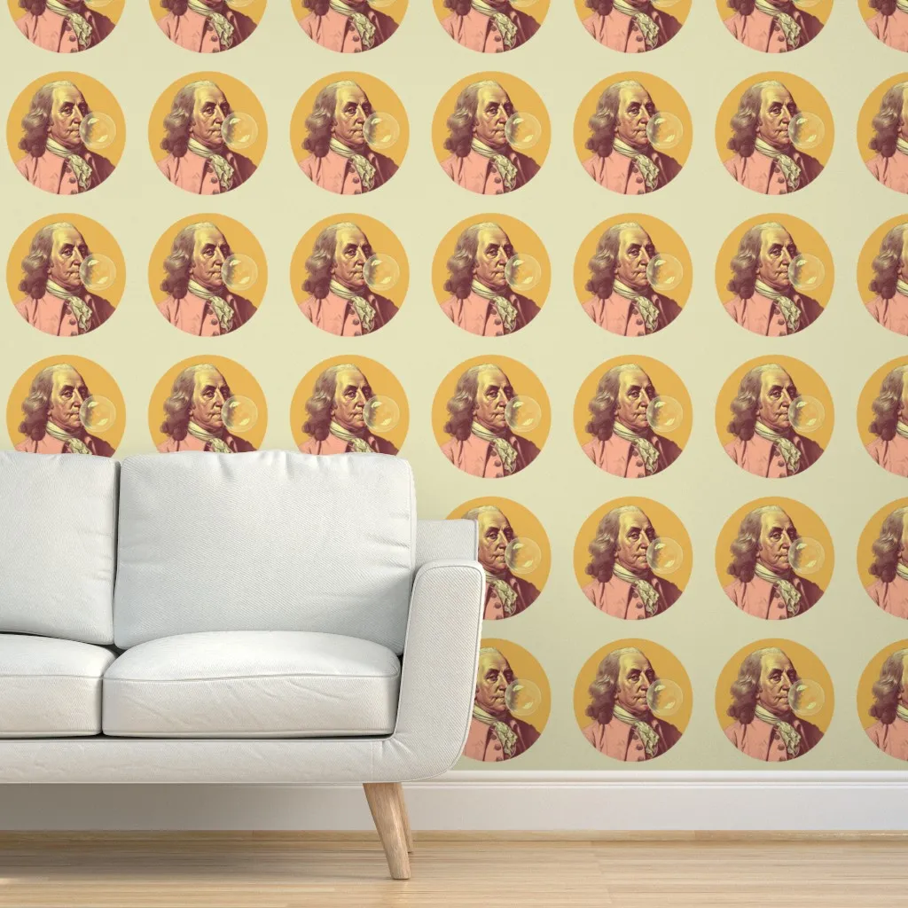 Benjamin Franklin Colonial Bubble Whimsy Peel and Stick Wallpaper - Peach, Pink product