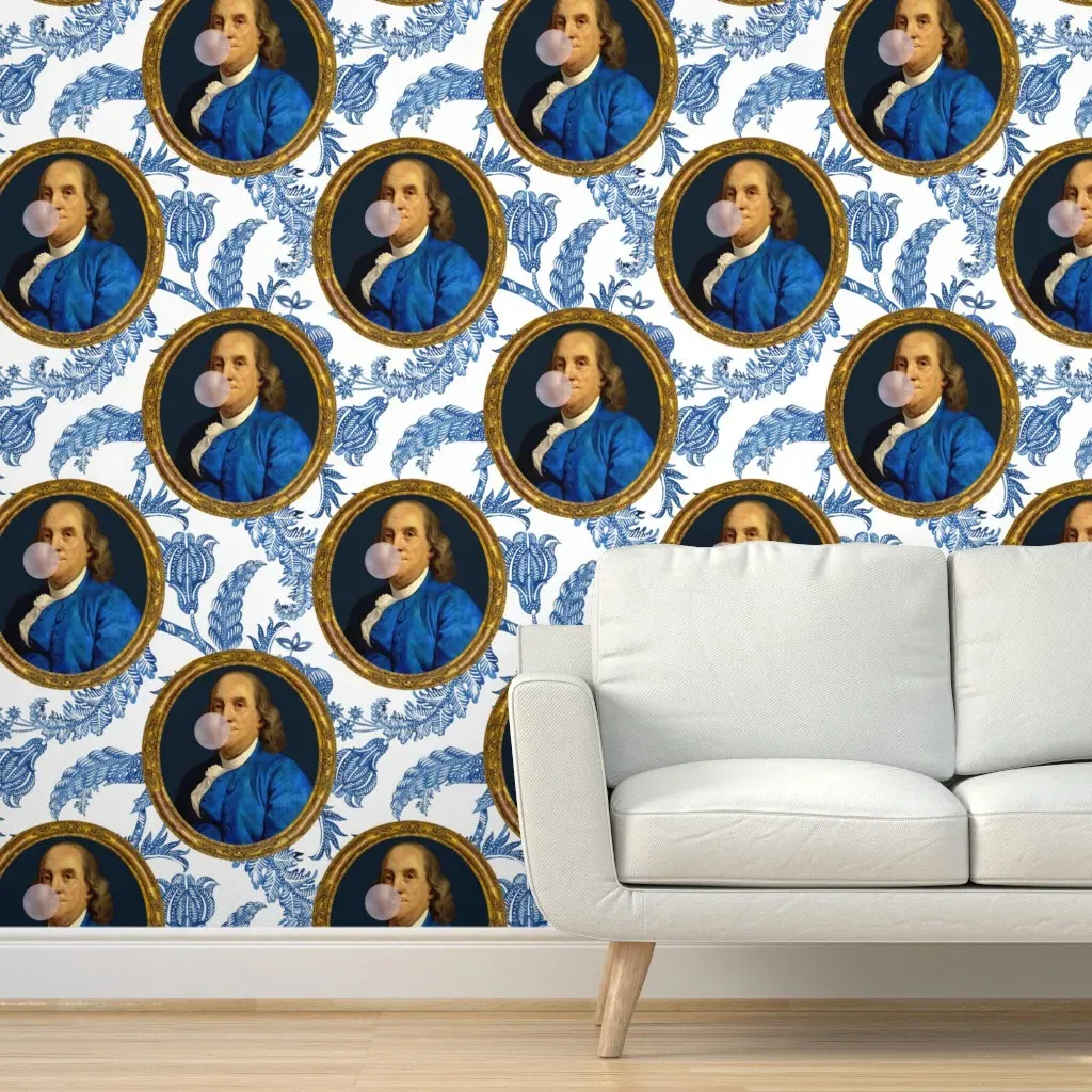 Benji Bubble Gum Bright Blue Suit Large Peel and Stick Wallpaper - Blue product