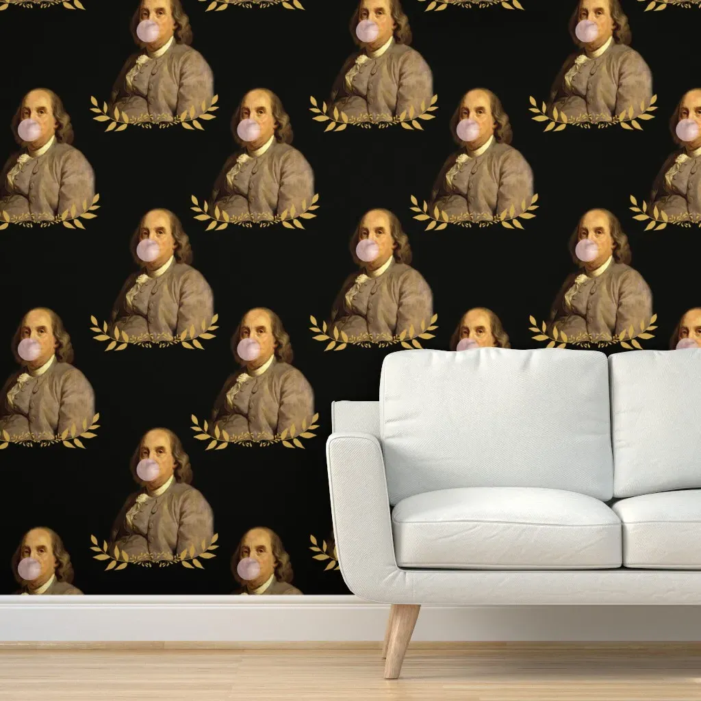 Benji Bubble Gum Peel and Stick Wallpaper - Black product