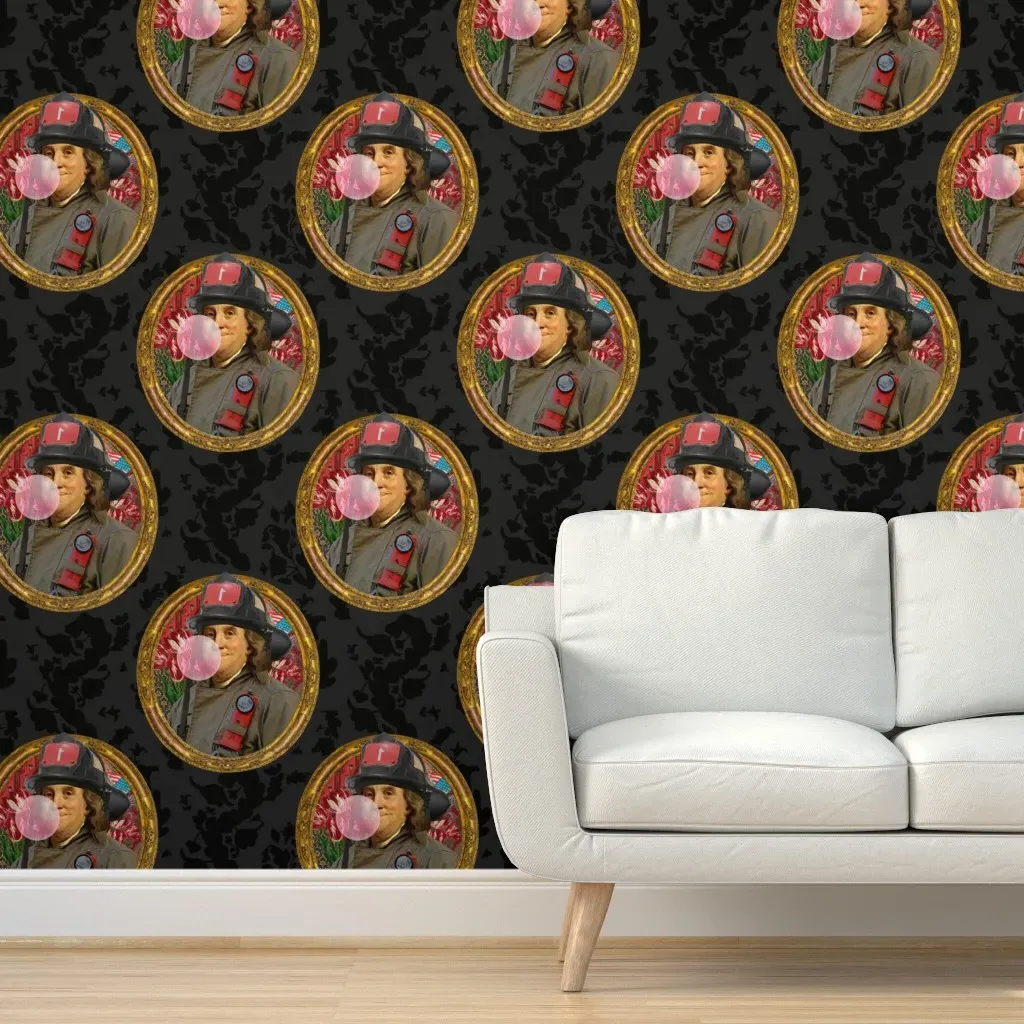 Benji Firefighter Bubble Gum Peel and Stick Wallpaper - Gold product