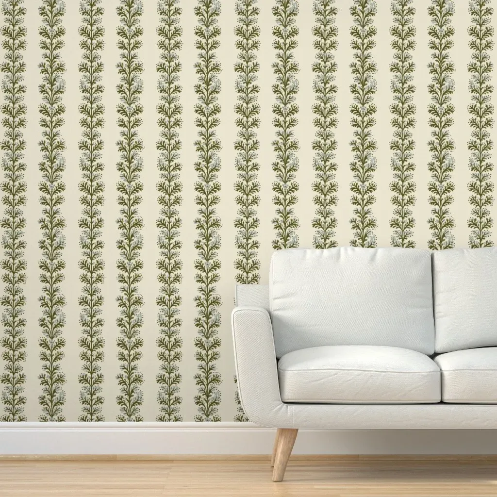 Berry Climber Peel and Stick Wallpaper - Olive, White product