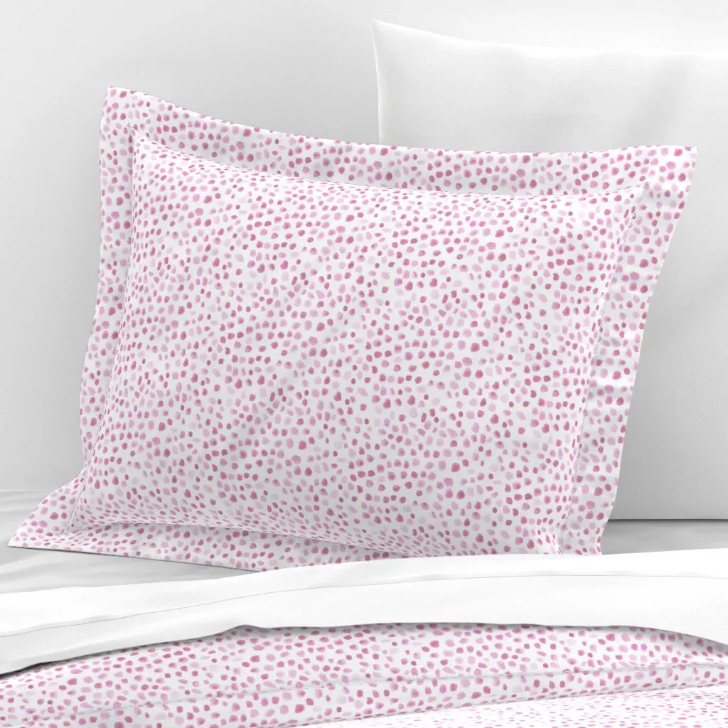 Berry Dots Watercolor Brush Strokes Standard Flanged Pillow - Pink, Cotton Sateen product