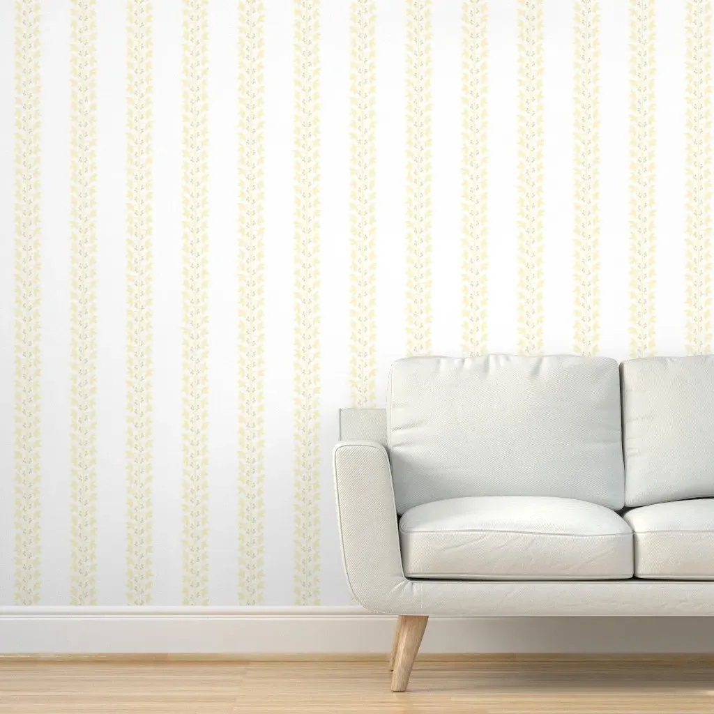 Berry Vine Stripe Peel and Stick Wallpaper - Pale Yellow product