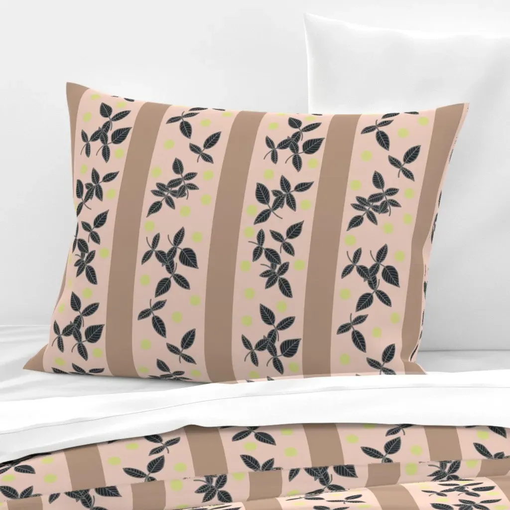 Betty Leaves in Peach Standard Knife Edge Pillow - Dark Green, Cotton Sateen product