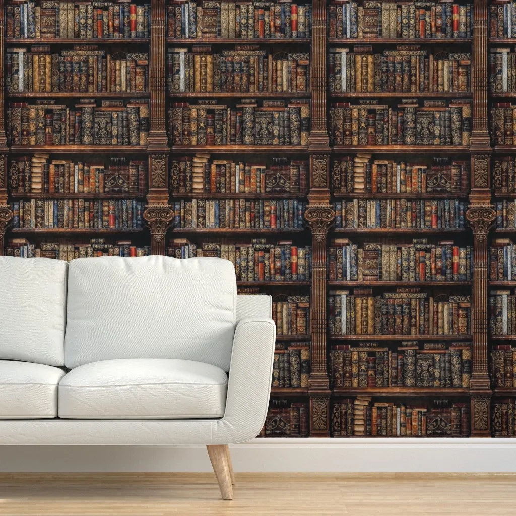 Bibliophile's Haven Peel and Stick Wallpaper - Dark Brown product