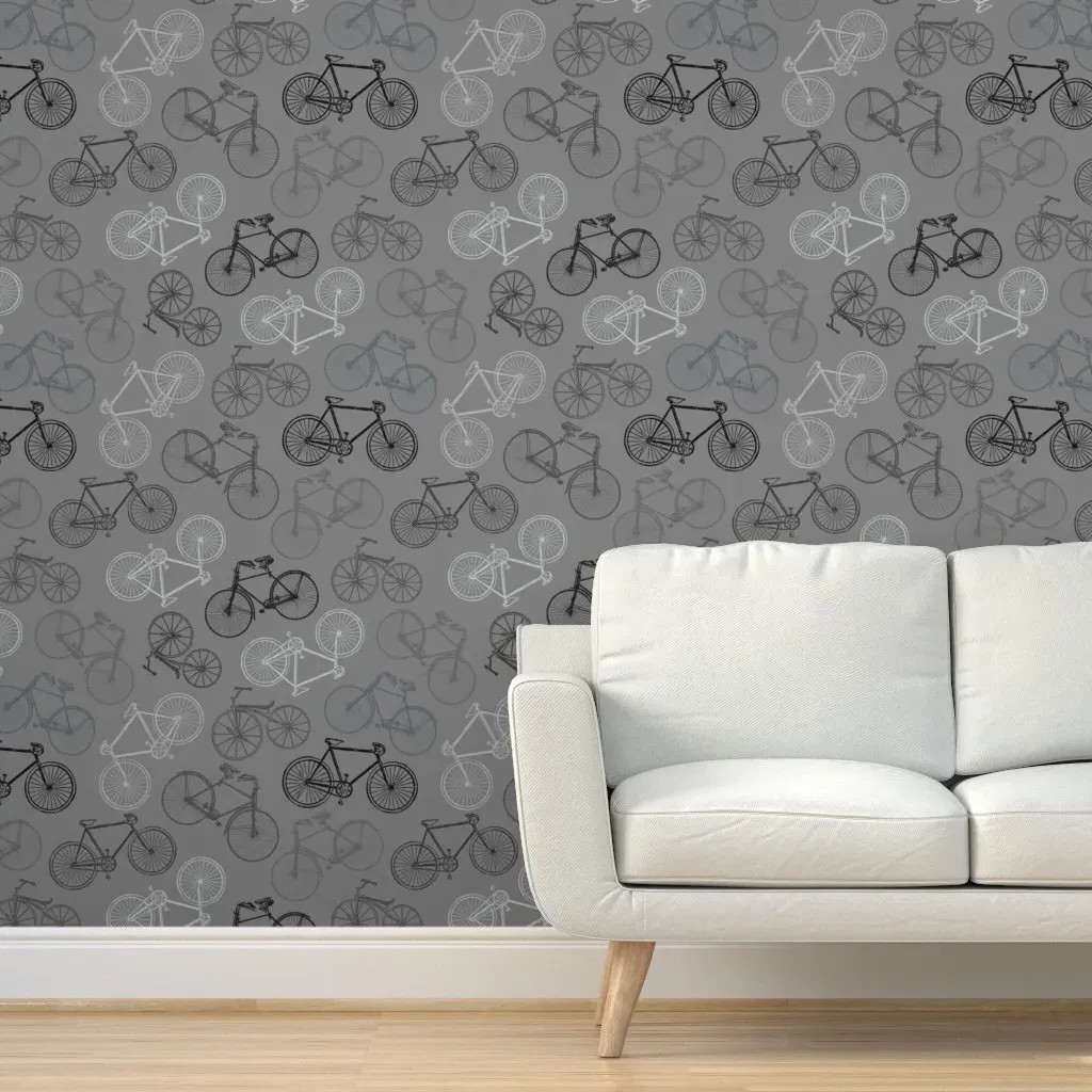 Bicycle Peel and Stick Wallpaper Removable - Gray product