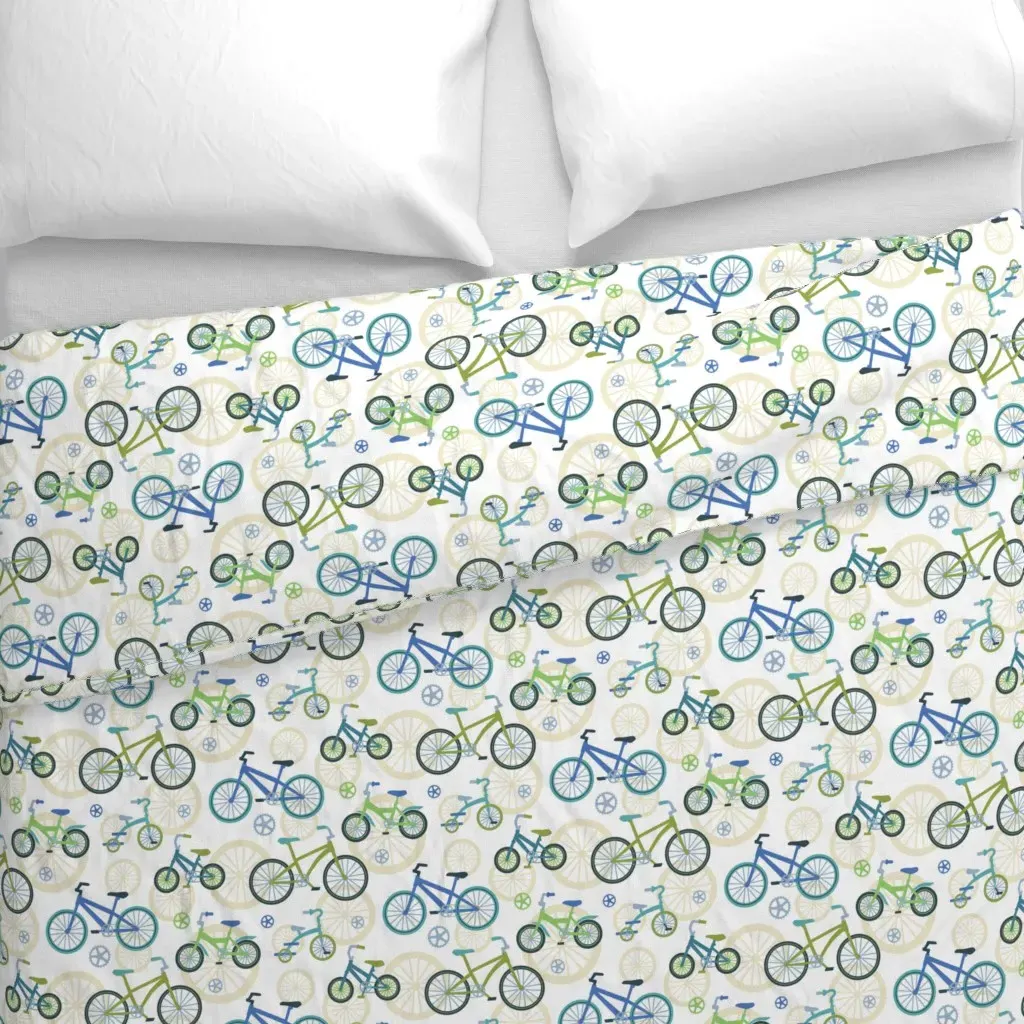 Bicycles Duvet Cover - Teal alternate view